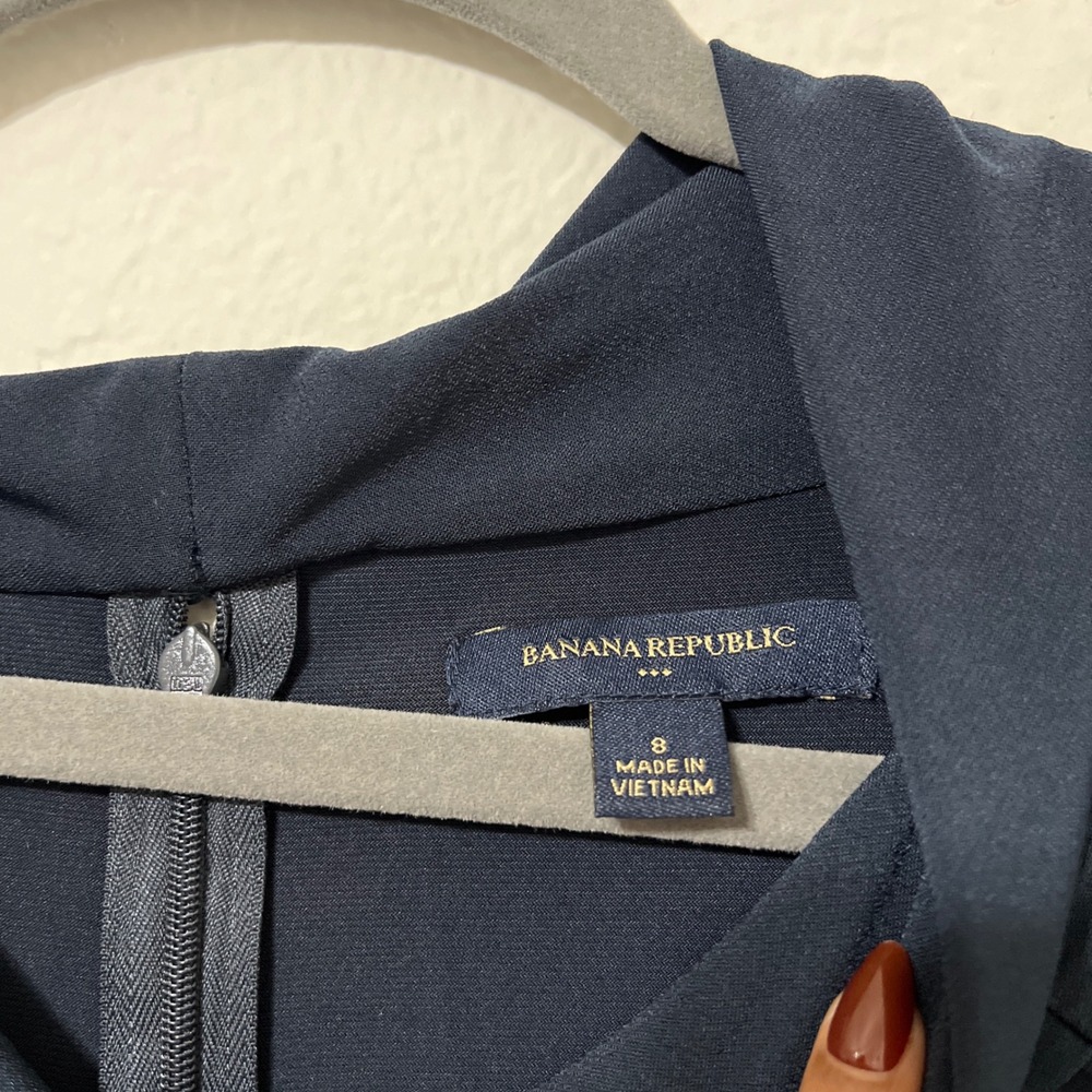 Banana Republic Navy Sheath Dress Size 8 Stretch Career Cocktail Pockets - Picture 4 of 8
